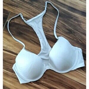 Victoria's Secret Body by Victoria Bra Front Close Racerback Size 34DD White